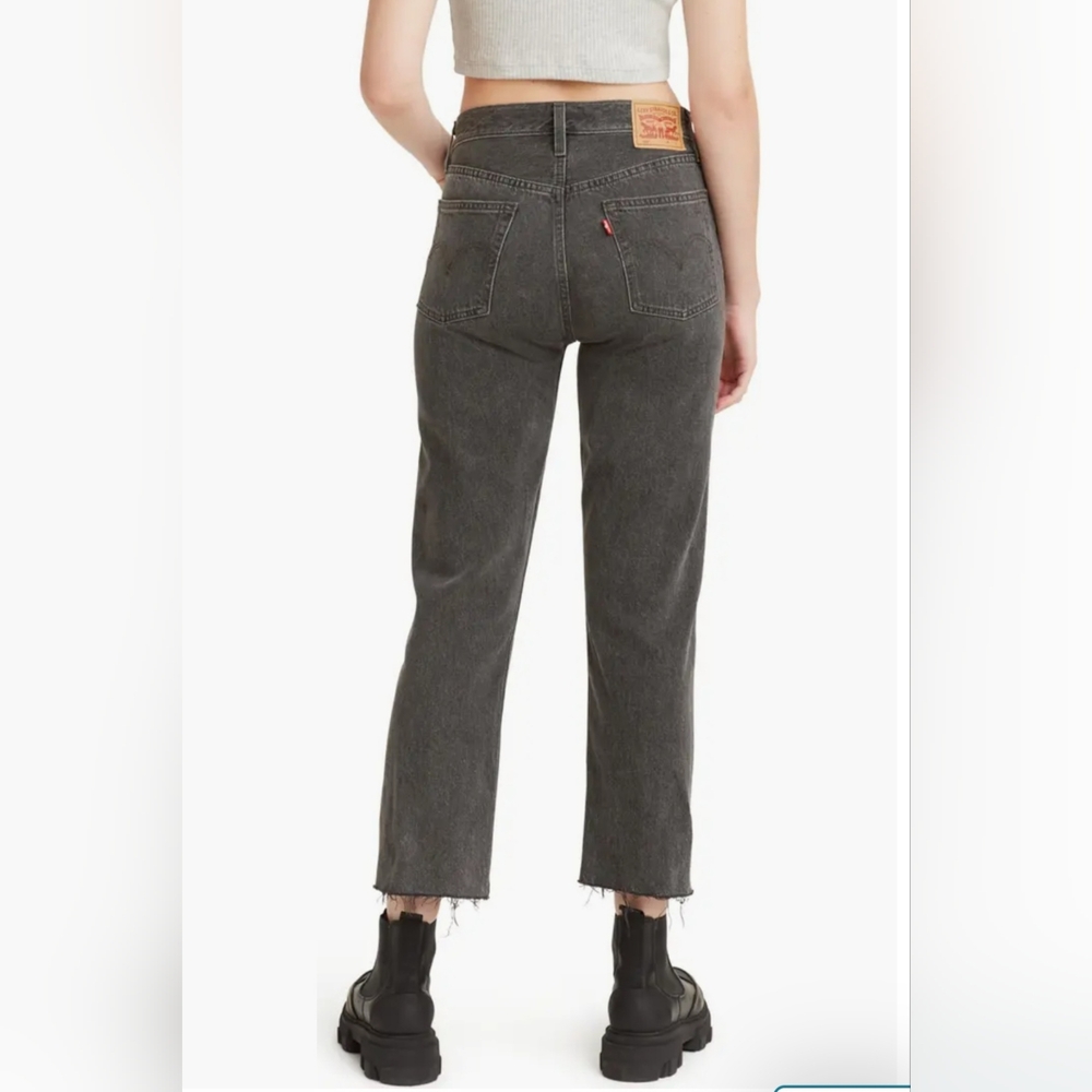 LEVI'S 501 Women's High rise Cropped. Gray Denim Jeans 30x26 - Picture 2 of 11